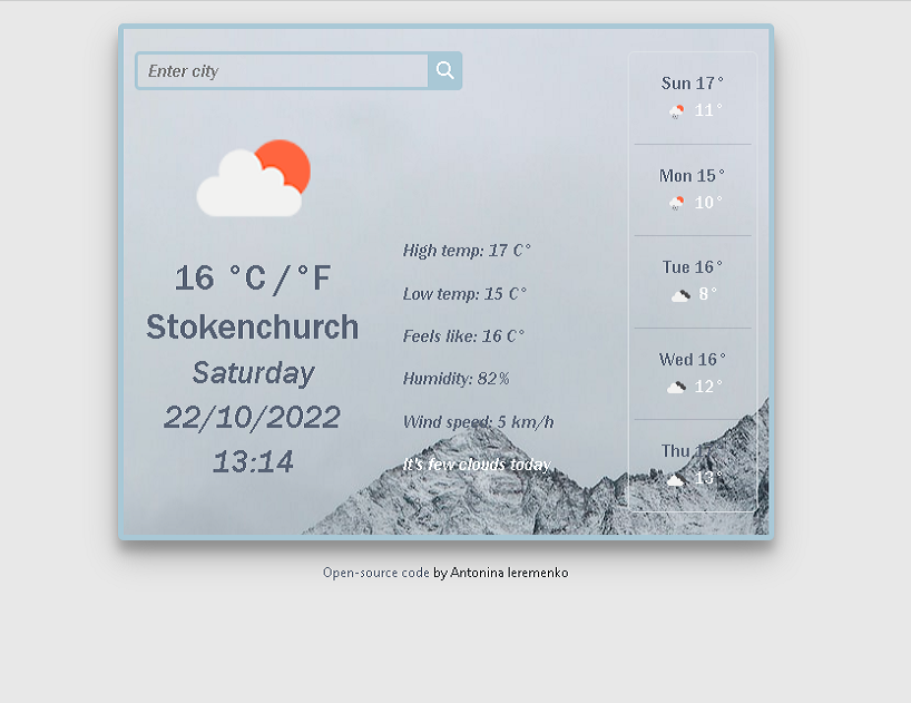Photo of weather app